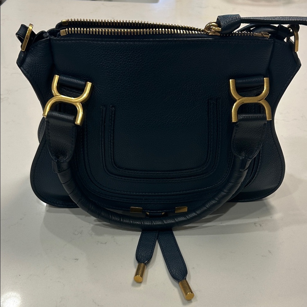 Chloe Marcie Small Navy Double Carry Bag